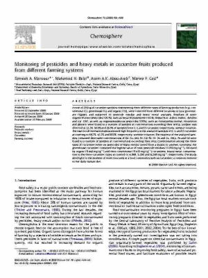 Article_Monitoring of pesticides and heavy metals in cucumber fruits produced form different farming systerm