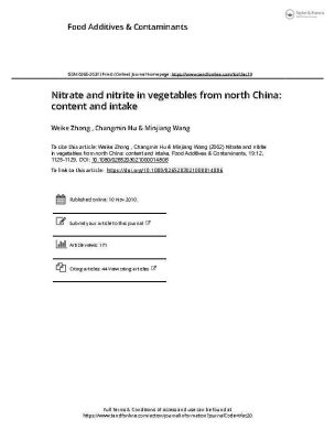 Article_Nitrate and nitrite in vegetables from north China