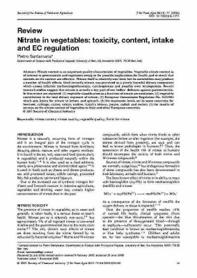 Article_Nitrate in vegetables_toxicity, content, intake