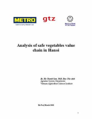 Analysis of safe vegetables value chain in Hanoi