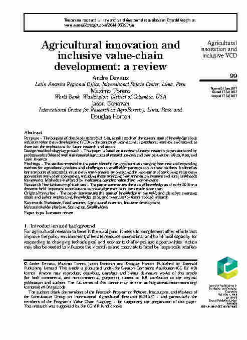 Article_Agricultural innovation and inclusive value-chain