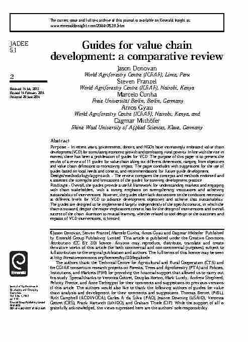 Article_Guides for value chain development a comparative review